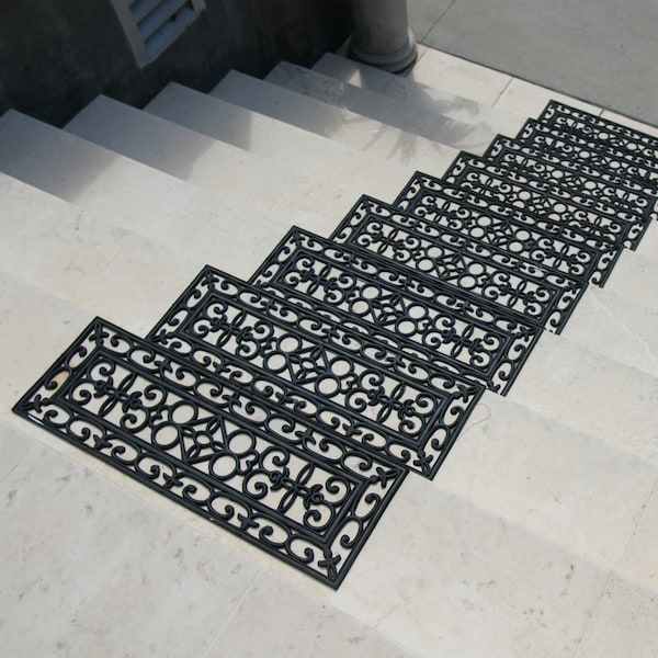 6-Piece Regal Stair Treads Rubber Step Mats, 9.75 by 29.75-Inch, Black