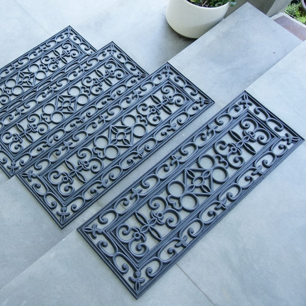 6-Piece Regal Stair Treads Rubber Step Mats, 9.75 by 29.75-Inch, Black