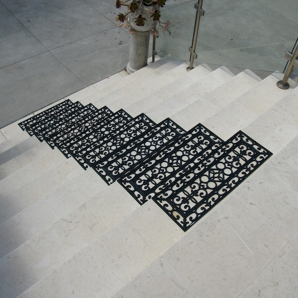 6-Piece Regal Stair Treads Rubber Step Mats, 9.75 by 29.75-Inch, Black
