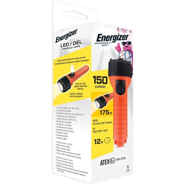 Orange No Led Industrial Handheld Flashlight, AA, 40 lm