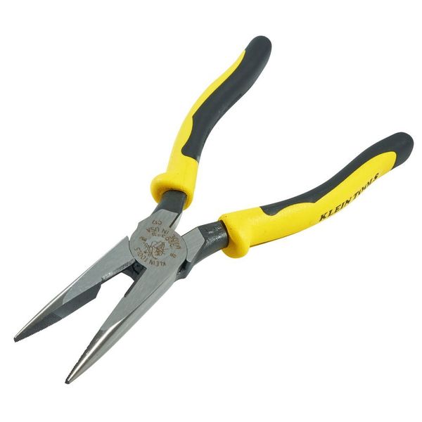 8 9/16 in J203 Needle Nose Plier, Side Cutter Plastic Dipped Handle