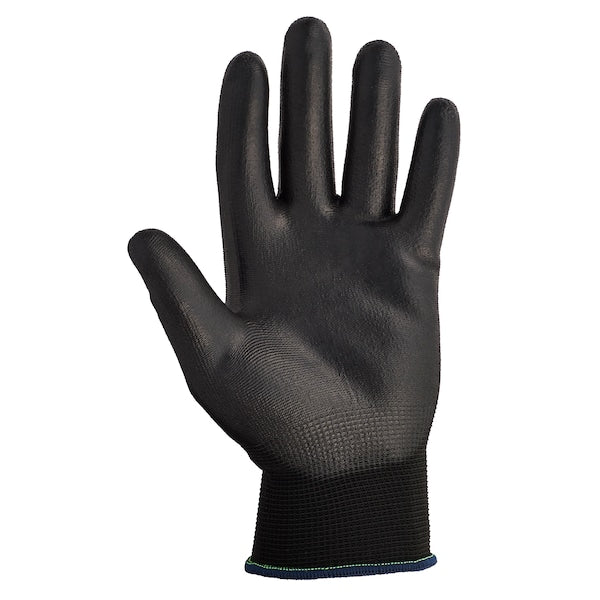 Polyurethane Coated Gloves, Palm Coverage, Black, L, PR