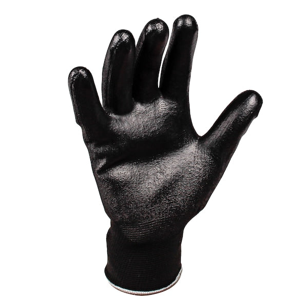 Polyurethane Coated Gloves, Palm Coverage, Black, L, PR