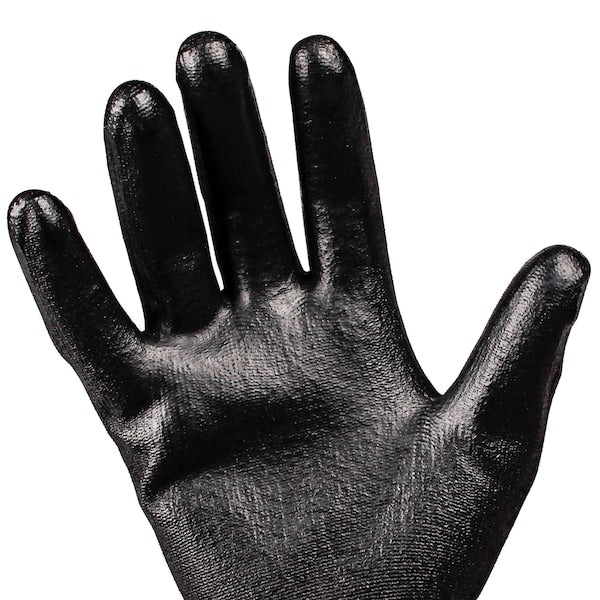 Polyurethane Coated Gloves, Palm Coverage, Black, L, PR