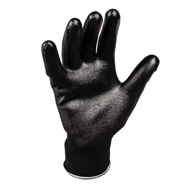 Polyurethane Coated Gloves, Palm Coverage, Black, XL, PR