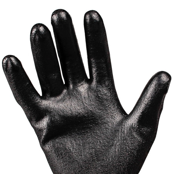 Polyurethane Coated Gloves, Palm Coverage, Black, XL, PR