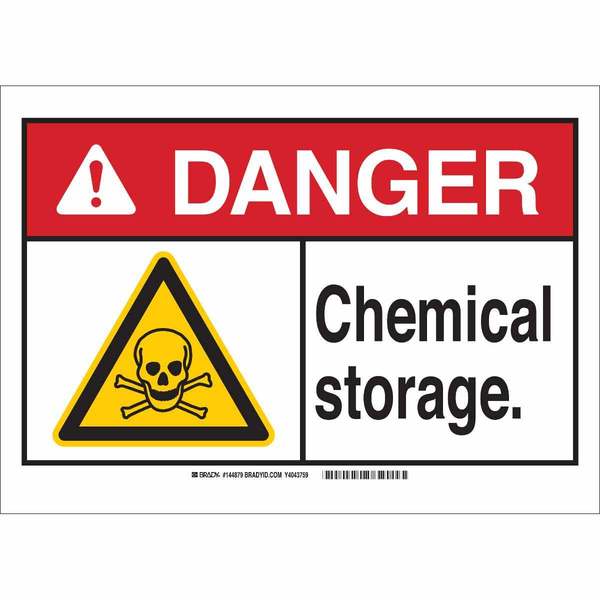 Danger Sign, 10 in H, 14 in W, Fiberglass, Rectangle, English, 144878