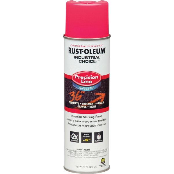 Inverted Marking Paint, 17 oz., Fluorescent Pink, Water -Based
