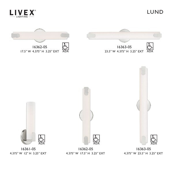 Lund LED Light Polished Chrome ADA Bath Vanity