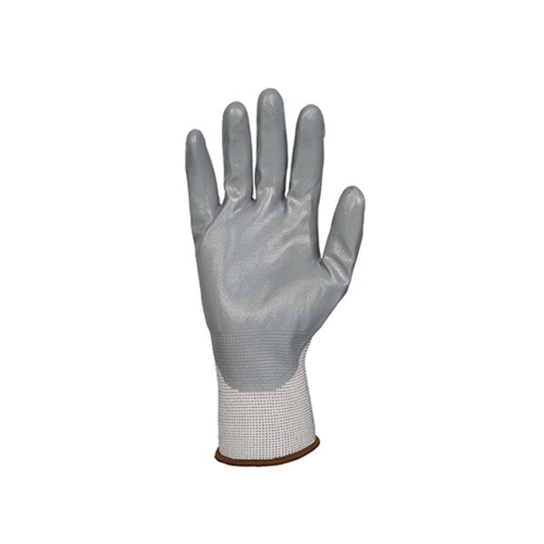 Nitrile Coated Gloves, Palm Coverage, White/Gray, M, PR