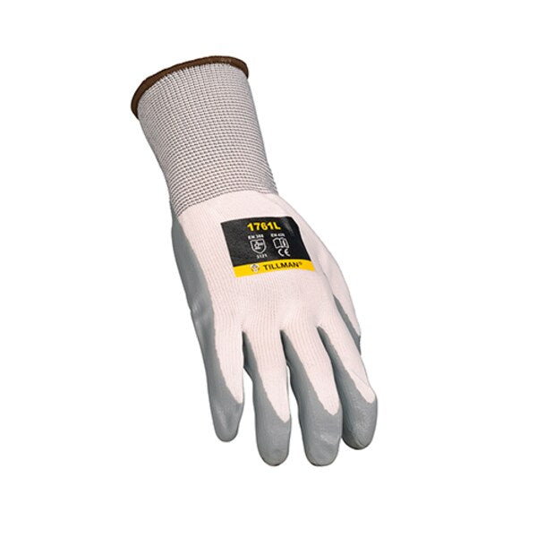 Nitrile Coated Gloves, Palm Coverage, White/Gray, M, PR