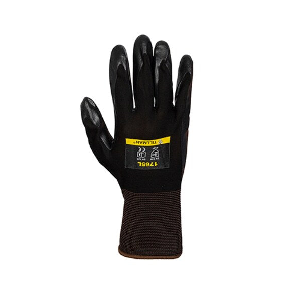 Foam Nitrile Coated Gloves, Palm Coverage, Black, XL, PR