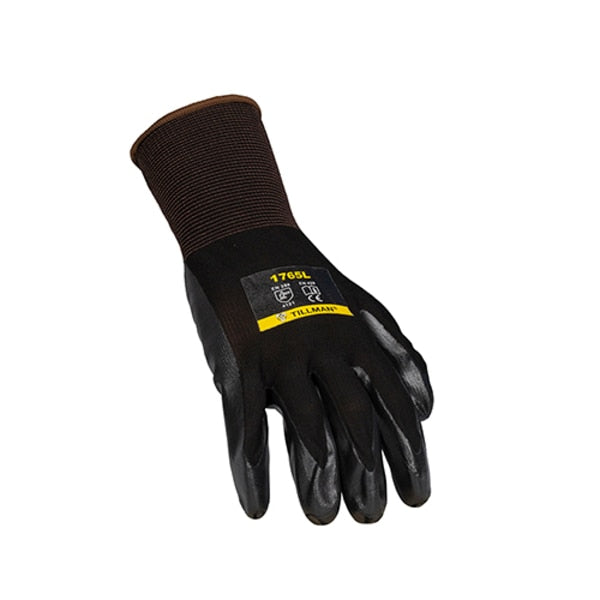 Foam Nitrile Coated Gloves, Palm Coverage, Black, M, PR