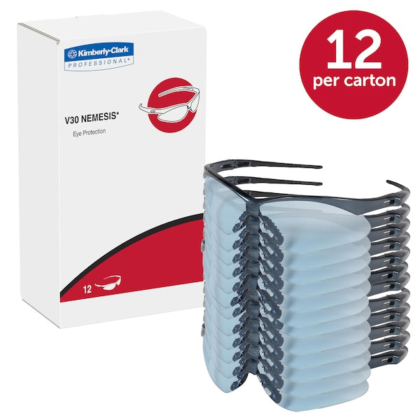 Safety Glasses, Wraparound Light Blue Polycarbonate Lens, Scratch-Resistant