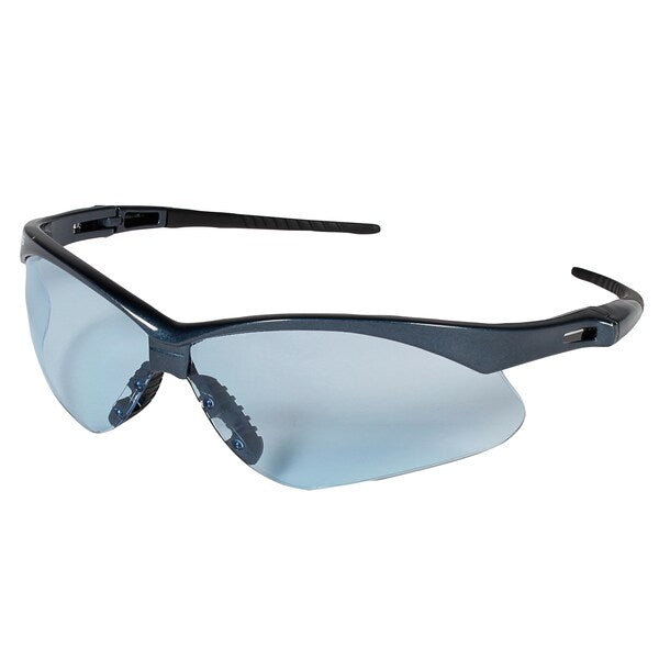 Safety Glasses, Wraparound Light Blue Polycarbonate Lens, Scratch-Resistant