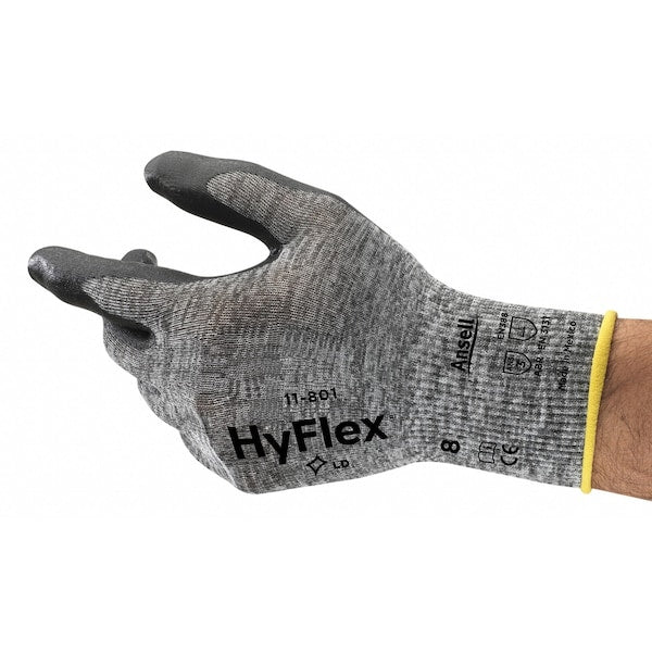 Hyflex, Foam Nitrile Coated Gloves, Palm Coverage, Black, Abrasion Level 3, Medium (Size 8), 1 Pair