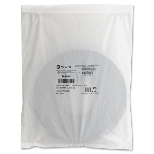 Back-to-Back Strap, No Adhesive, 37.5 ft, 3/4 in Wd, Black