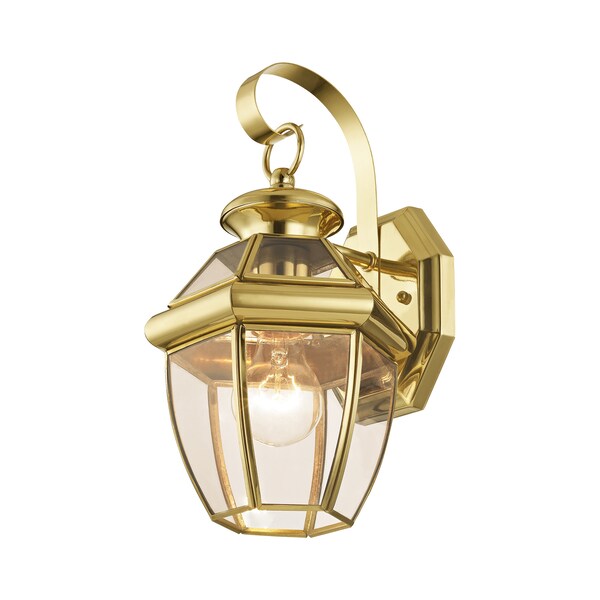Monterey 1 Light Polished Brass Outdoor Wall Lantern
