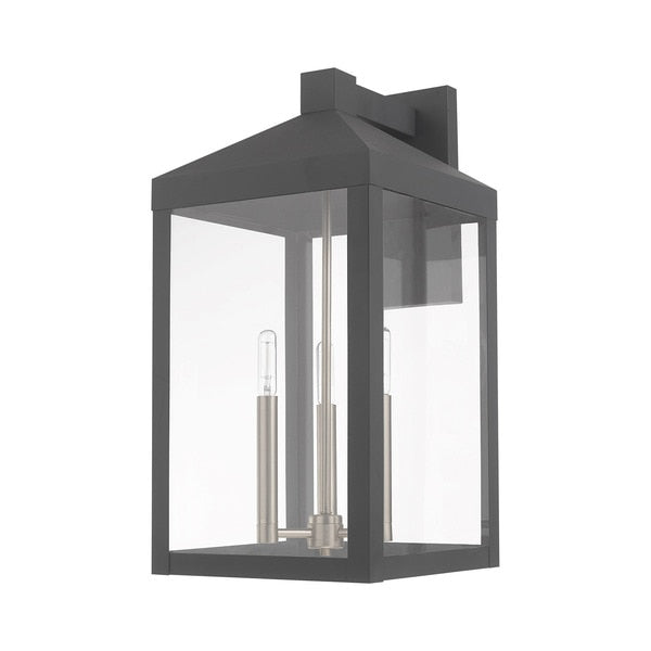 Nyack 3 Light Scandinavian Gray Outdoor Wall Lantern