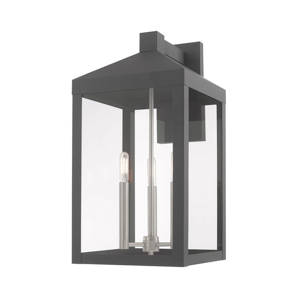Nyack 3 Light Scandinavian Gray Outdoor Wall Lantern