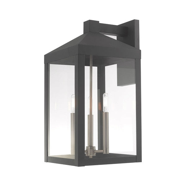 Nyack 3 Light Scandinavian Gray Outdoor Wall Lantern