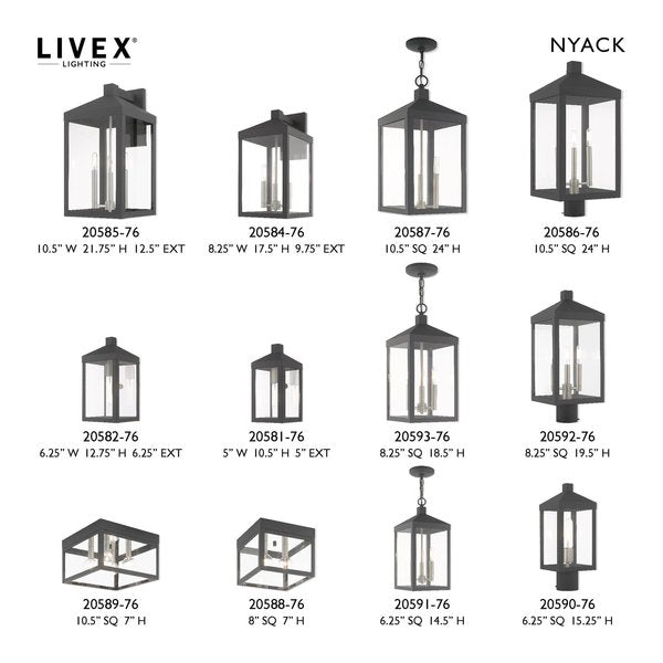 Nyack 3 Light Scandinavian Gray Outdoor Wall Lantern