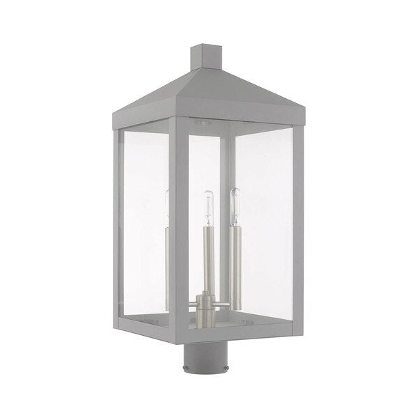 Nyack 3 Light Nordic Gray Outdoor Post Top Lantern