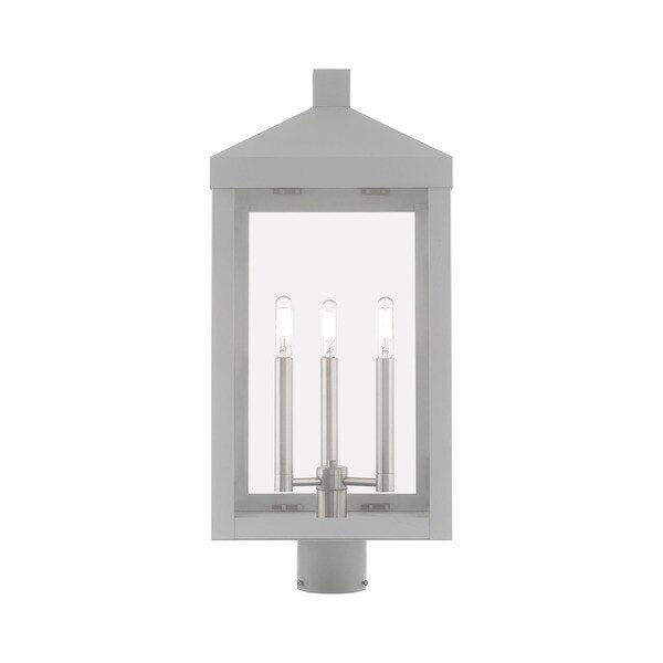 Nyack 3 Light Nordic Gray Outdoor Post Top Lantern
