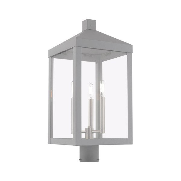 Nyack 3 Light Nordic Gray Outdoor Post Top Lantern