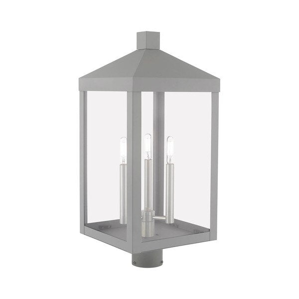 Nyack 3 Light Nordic Gray Outdoor Post Top Lantern