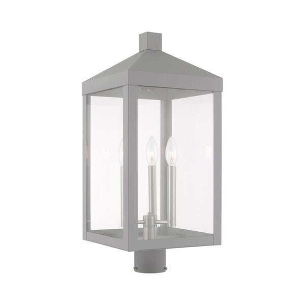 Nyack 3 Light Nordic Gray Outdoor Post Top Lantern