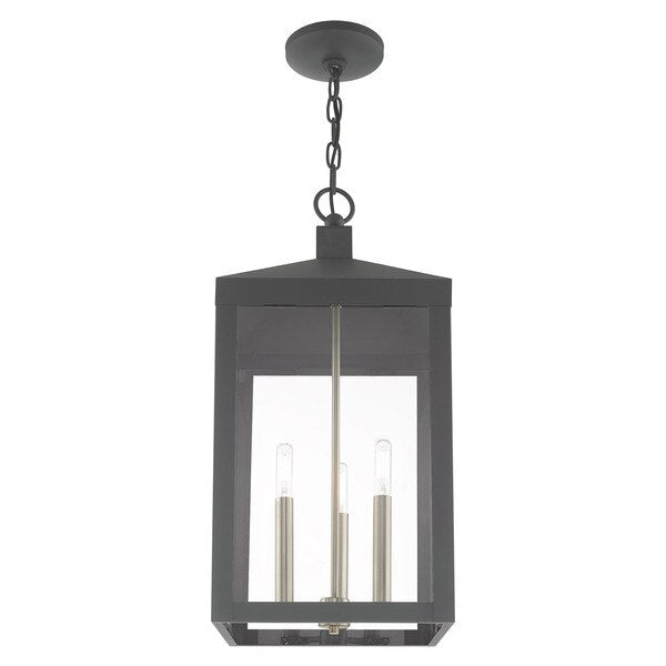 Nyack 3 Light Scandinavian Gray Outdoor Pendant Lantern