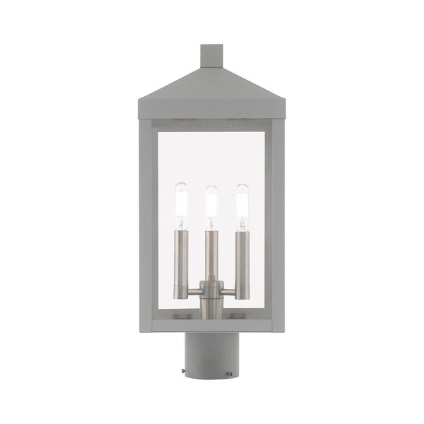 Nyack 3 Light Nordic Gray Outdoor Post Top Lantern