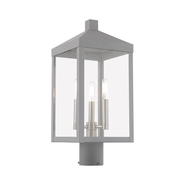Nyack 3 Light Nordic Gray Outdoor Post Top Lantern