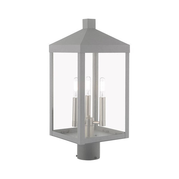Nyack 3 Light Nordic Gray Outdoor Post Top Lantern