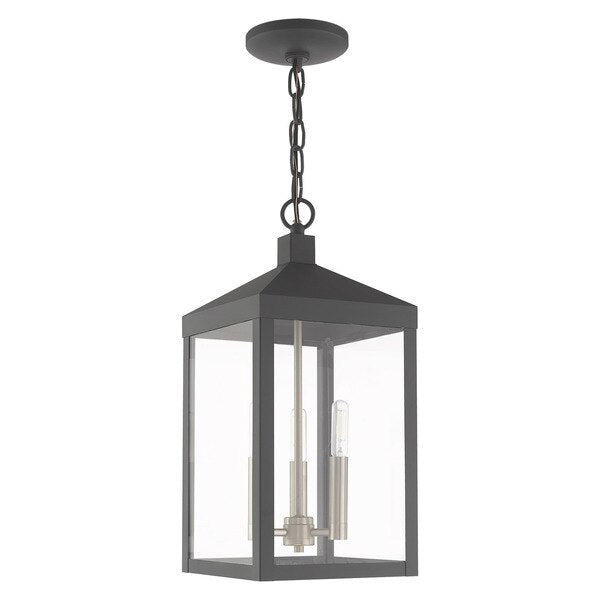 Nyack 3 Light Scandinavian Gray Outdoor Pendant Lantern