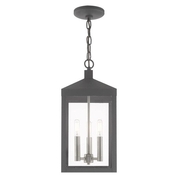 Nyack 3 Light Scandinavian Gray Outdoor Pendant Lantern