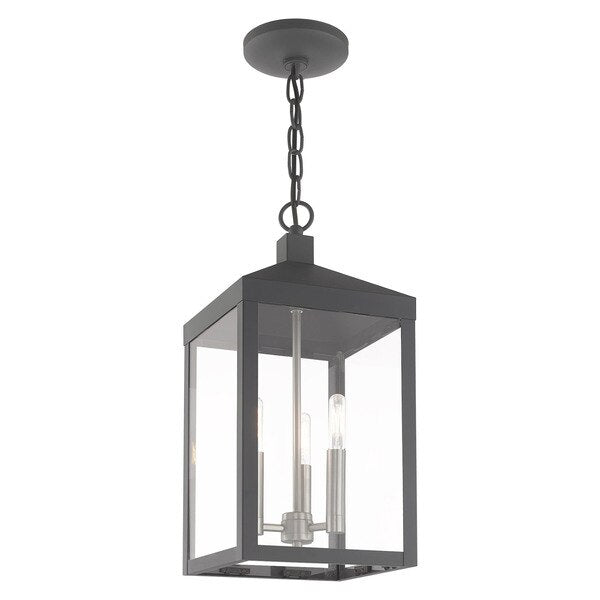 Nyack 3 Light Scandinavian Gray Outdoor Pendant Lantern