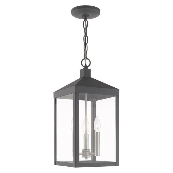 Nyack 3 Light Scandinavian Gray Outdoor Pendant Lantern