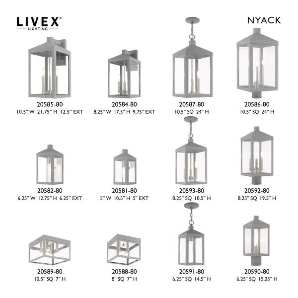 Nyack 3 Light Nordic Gray Outdoor Pendant Lantern