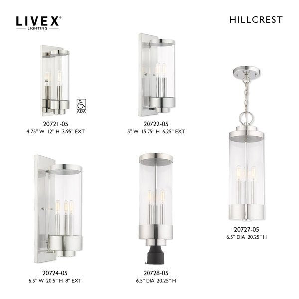 Hillcrest 1 Light Polished Chrome Outdoor ADA Wall Lantern