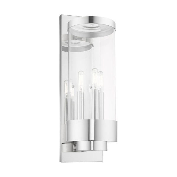 Hillcrest 3 Light Polished Chrome Outdoor Wall Lantern