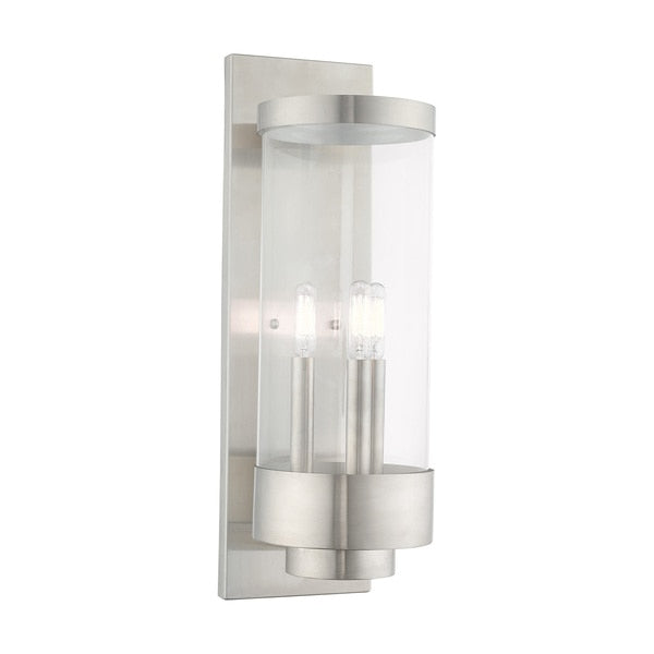 Hillcrest 3 Light Brushed Nickel Outdoor Wall Lantern