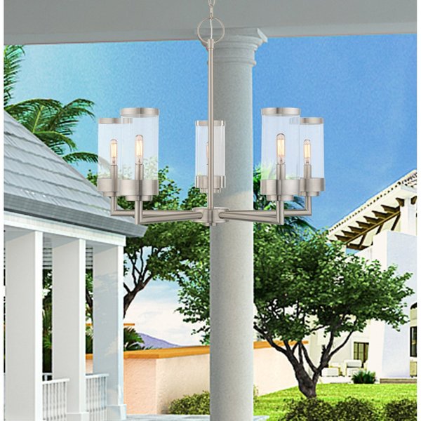 Hillcrest 5 Light Brushed Nickel Outdoor