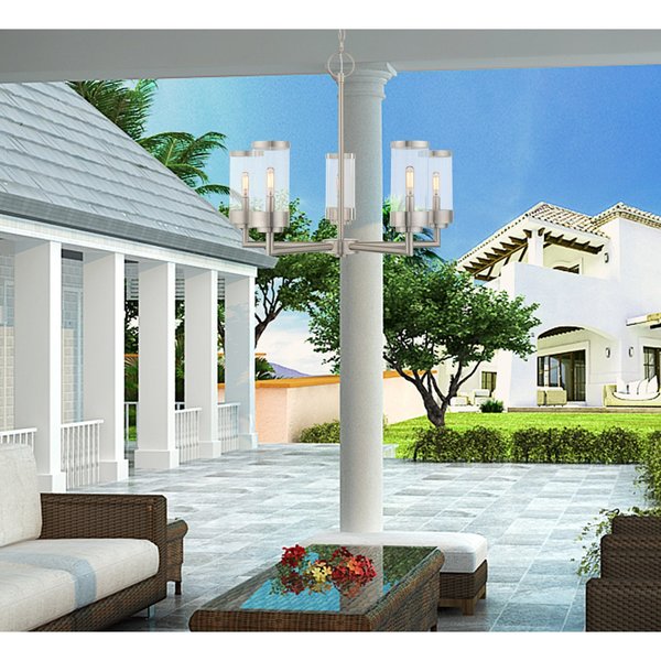 Hillcrest 5 Light Brushed Nickel Outdoor