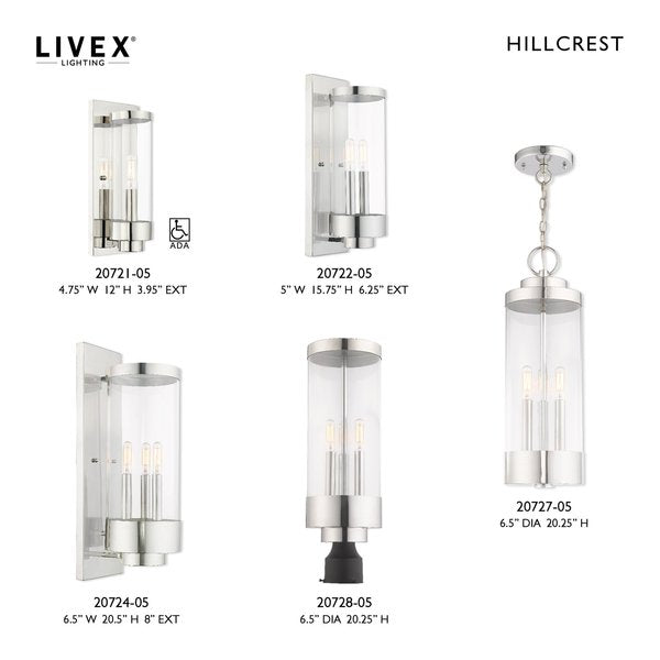 Hillcrest 3 Light Polished Chrome Outdoo