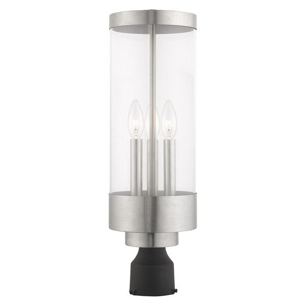 Hillcrest 3 Light Brushed Nickel Outdoor Post Top Lantern