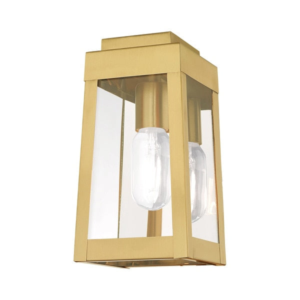 Oslo 1 Light Satin Brass Outdoor Wall Lantern