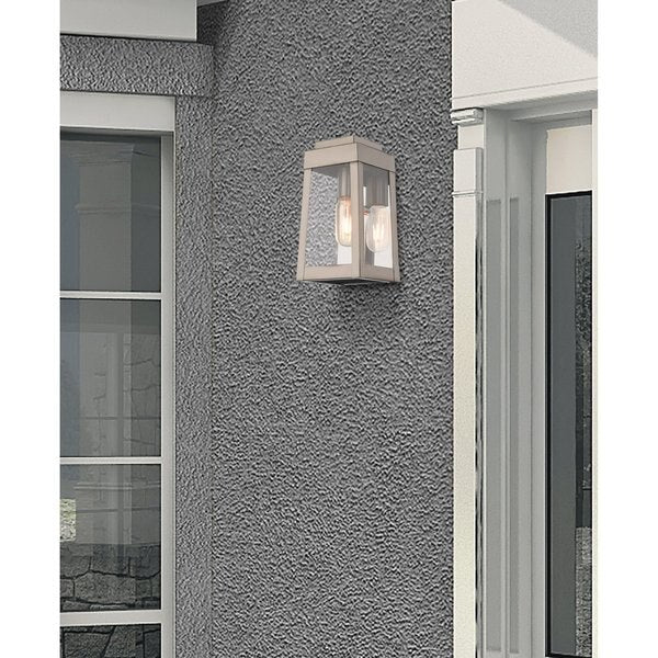 Oslo 1 Light Brushed Nickel Outdoor Wall Lantern