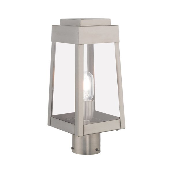 Oslo 1 Light Brushed Nickel Outdoor Post Top Lantern